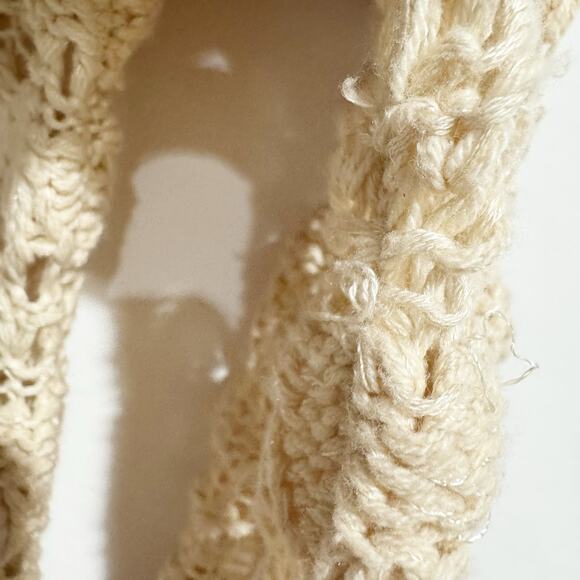 Sundance Cardigan Women Small V Neck Button Front Cream Knit Sweater 3/4 Sleeve - Picture 4 of 7